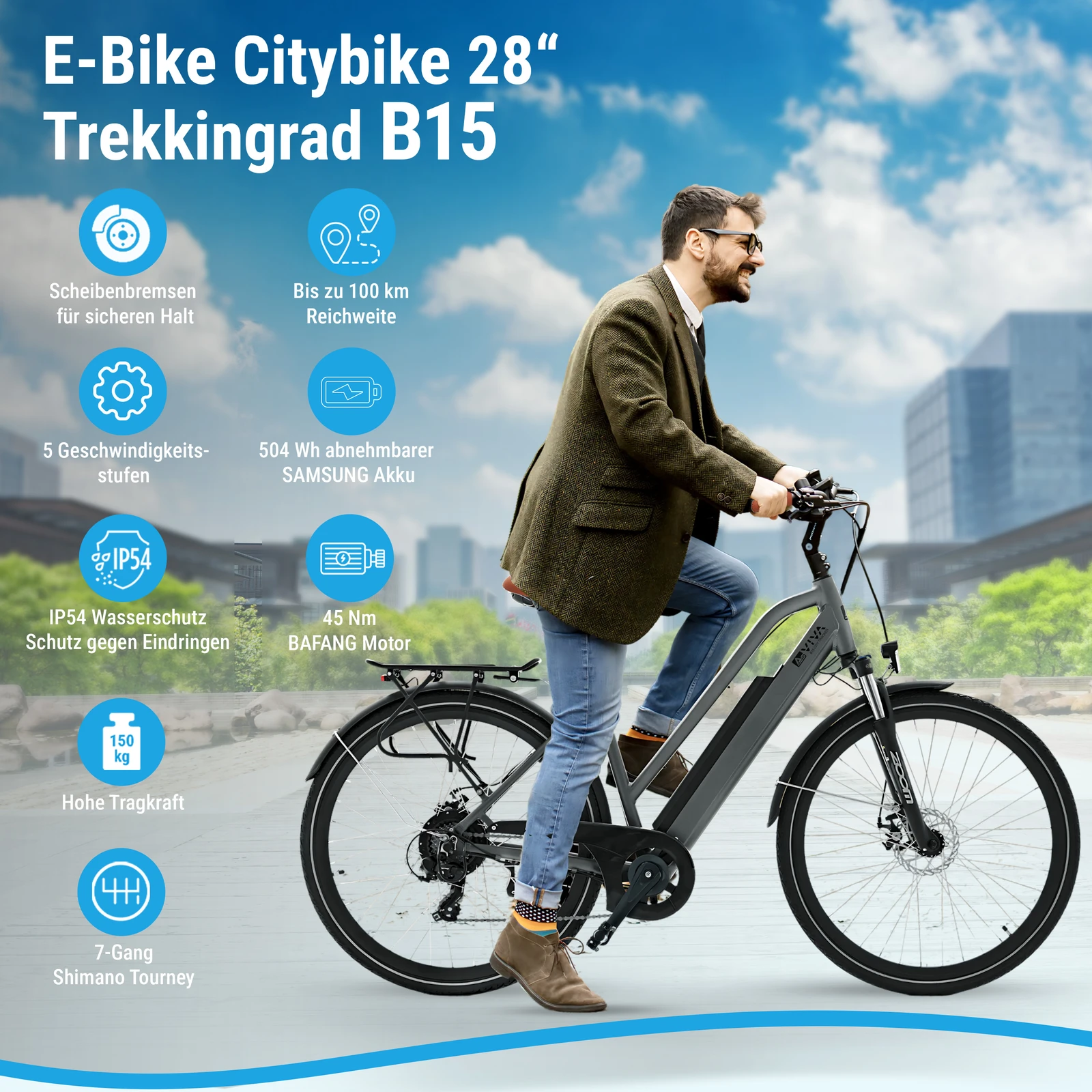 AsVIVA B15 City E-Bike 28 Zoll – Ausstattung im Überblick