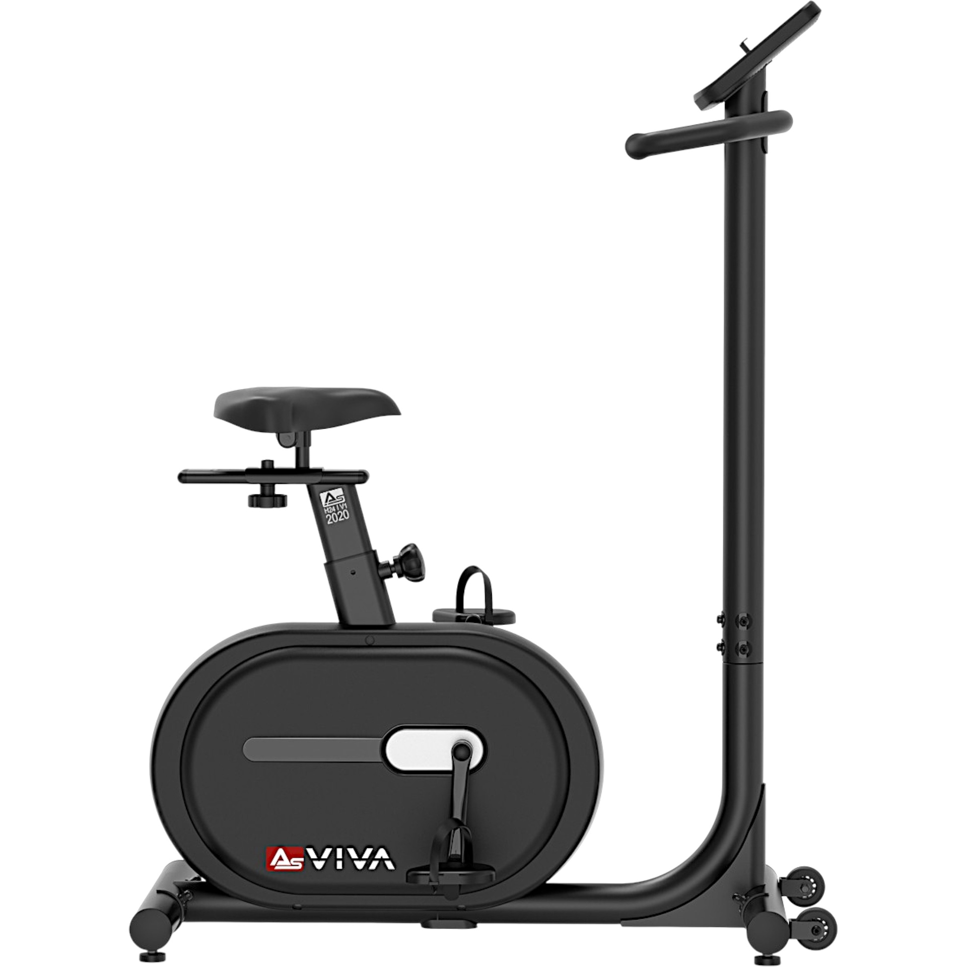 AsVIVA Ergometer Ride H24 Heimtrainer – Seitenansicht mit Merkmalen im Überblick