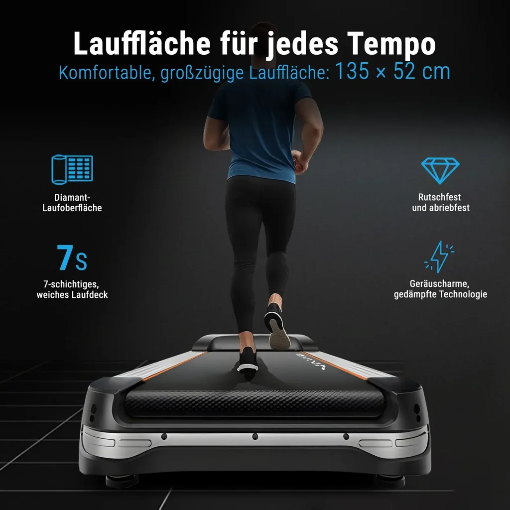 Großzügige Lauffläche für jedes Tempo